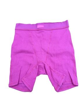 SKIMS Cotton Collection ribbed cotton-blend jersey boxer shorts - Hot Pink